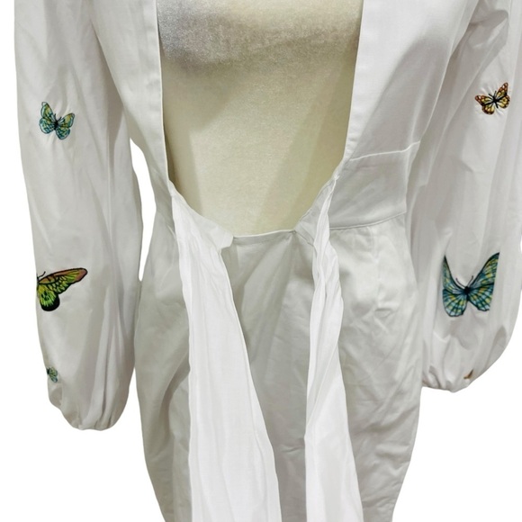 Fanm Mon Larson Butterfly Embroidered Long Sleeve V Neckline Mini Dress NEW $359 - Picture 10 of 15